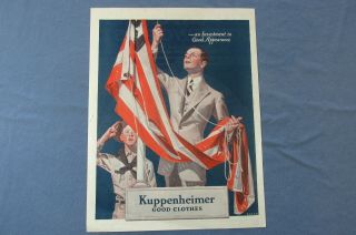 1922 Kuppenheimer Clothes Ad Leyendecker Art Boy Scout Saluting Flag