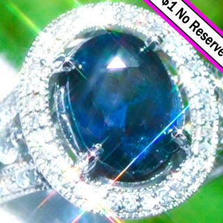 Sapphire Ring 14k Gold 4.  08ct Blue Sapphire Diamond Estate Engagement Ring |nr↩↩