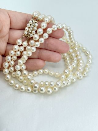 Akoya Saltwater Pearl Double Strand Necklace 14k Yellow Gold Japan Vintage
