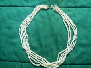 Vintage 20 " Seed Pearl Necklace Multi - Strand (5) With 14k Clasp