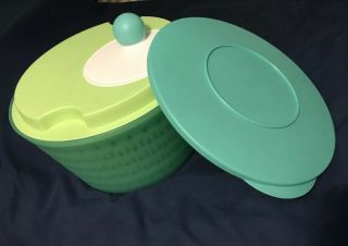 4 Piece Tupperware Spin N Save Salad Spinner Strainer Mint/spring Green