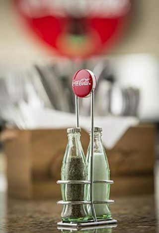 TableCraft Coca - Cola / Coke Bottle Salt & Pepper Shakers with Rack 2