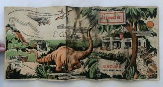 1933 Sinclair Oil Illinois Road Map Gas Service Station Vintage Pictorial Us Map