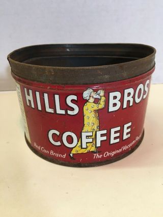 Vtg Hills Bros Coffee Can Tin 1lb Empty Container Rusty Inside & Out 3 3/8 " Hx5 "