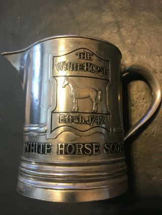 Vtg The White Horse Cellar Scotch Whiskey Metal Tankard Pitcher Mug 1742 Scotlan