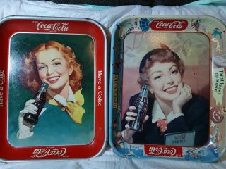 Coca - Cola Vintage Trays 1953 " Thirst Knows No Seasons " 1950 " Have A Coke "