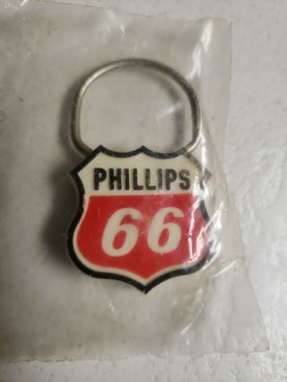 Vintage Keychain Phillips 66 Key Ring Metal Logo Fob Oil Gas Advertising