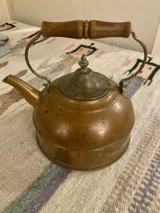 Vintage Revere Ware Copper Tea Kettle Teapot With Wooden Handle Revereware Usa