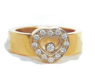 Heavy 18k Gold Chopard Happy Diamond Heart Ring 13.  3g Size 7