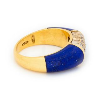 Antique Vintage Art Deco Mid Century 18k Gold Diamond Lapis Lazuli Ring Sz 6.  25 3
