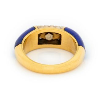 Antique Vintage Art Deco Mid Century 18k Gold Diamond Lapis Lazuli Ring Sz 6.  25 4