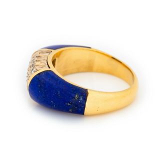 Antique Vintage Art Deco Mid Century 18k Gold Diamond Lapis Lazuli Ring Sz 6.  25 5