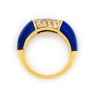 Antique Vintage Art Deco Mid Century 18k Gold Diamond Lapis Lazuli Ring Sz 6.  25 6