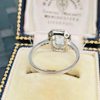 Reserved - Art Deco,  Platinum Aquamarine & Diamond engagement ring,  C1925 2