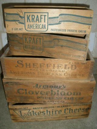 Vintage Wooden Cheese Box Kraft,  Sheffield,  Armour,  Lakeshire (you Choose)