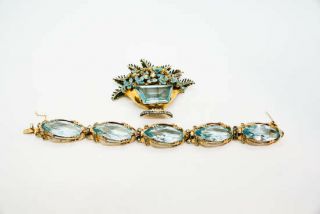 Vintage Derosa Signed Pin Bracelet Jewelry Large Set