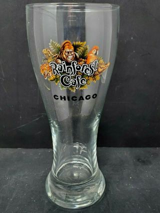 Chicago Rainforest Cafe Beer Pilsener Glass 1 Pint Souvenir Glass 8.  5 Height