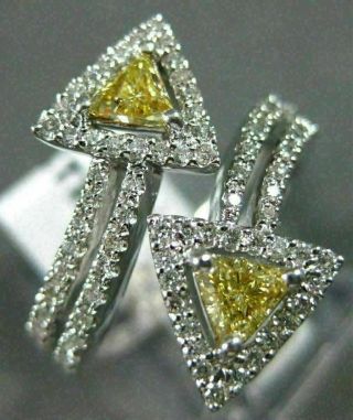 Estate 3.  50c White & Fancy Yellow Diamond Platinum Gold Double Arrow Ring 21546