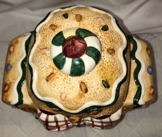 Vintage JAY Imports Ceramic Christmas Gingerbread Ginger Man Canister Cookie Jar 2