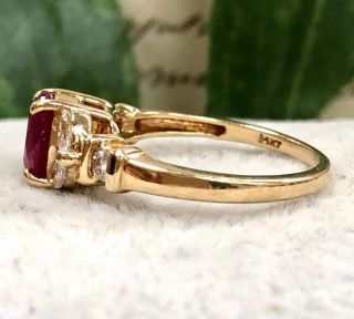 14k Gold Ruby Diamond Ring,  Estate Ring, .  17tcw Diamonds,  Vintage,  14k Yellow Gold