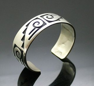 Manuel Karen Hoyungowa Hopi Vintage Sterling Silver Overlay Cuff Bracelet 6 "