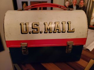 1969 Mr.  Zip U.  S.  Mail Vintage Aladdin Dome Metal Lunch Box 60s Tin Usps Sh