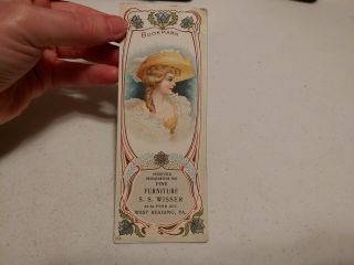 Vintage S.  S.  Wisser Fine Furniture West Reading PA Woman Advertising Bookmark 2