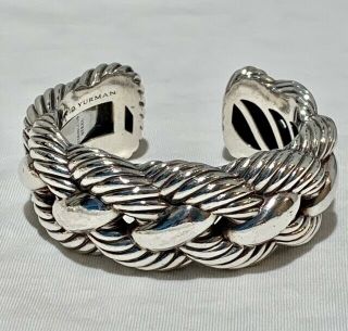 David Yurman 925 Sterling Silver Woven Cable Cuff Bracelet Size Med