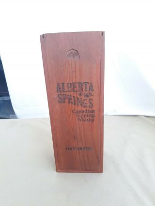Vintage Alberta Springs Old Time Sipping Whiskey Wooden Box Sliding Lid Canadian