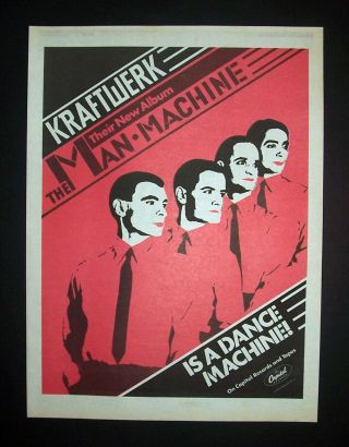 Kraftwerk The Man Machine 1978 Short Print Poster Type Ad,  Promo Advert