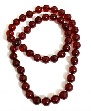 Huge Vintage Art Deco Cherry Amber Bakelite Bead Necklace - 105 Grams