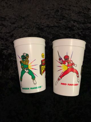 Vintage Power Rangers Saban Plastic Cups Red And Green Ranger 1994