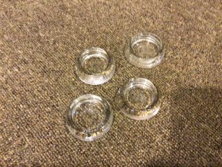 4 Vintage Thick Clear Glass Furniture Coaster Caster Cups 2.  5 "