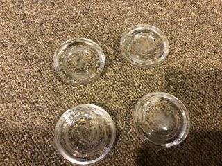 4 Vintage Thick Clear Glass Furniture Coaster Caster Cups 2.  5 