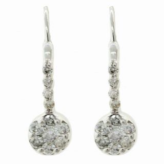 Vintage Estate 14k White Gold 0.  50ctw Diamond Dangle Drop Cluster Earrings