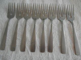 8 Oneida Usa Stainless Accent Pattern Salad Or Dessert Forks Flatware 2901