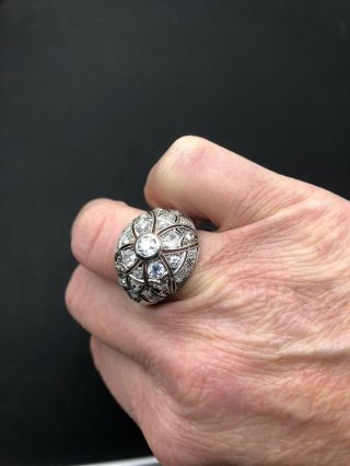 Authentic Vintage Art Deco Platinum And Diamond Dome Ring Wow