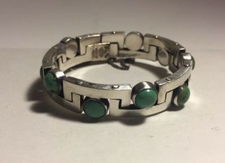 Antonio Pineda Vintage Mexican Sterling Silver & Turquoise Modernist Bracelet
