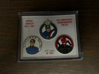 Captain America 50th Anniversary Commemorative Pin Set 266 Of 1500