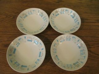 Set Of 4 Vintage Royal China Blue Heaven 5 1/2 " Berry/fruit Bowls