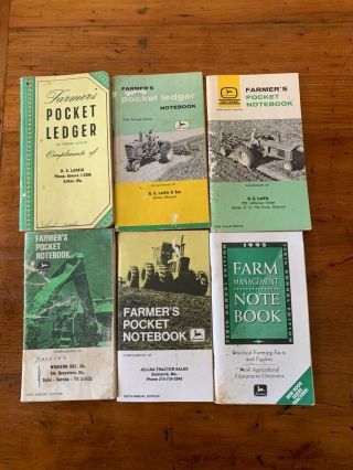 6 Vintage John Deere Farmers Pocket Ledgers - 1957 - 1995