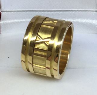 Tiffany & Co Atlas Roman Numeral Wide Band Ring Italy 18k Yellow Gold Size 5