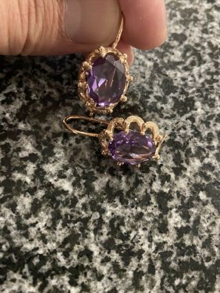 Russian Vintage Rose Gold Earring With Alexandrite 14k Stone 583 Soviet Jewelry 5