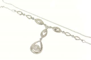 14k 1.  50 Ctw Diamond Encrusted Pear Cluster Necklace 17.  25 " White Gold 66