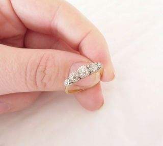 18ct Gold Platinum Old Cut Diamond Ring,  Large Late Victorian
