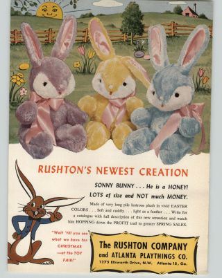 1958 Paper Ad Rushton Stuffed Plush Animals Easter Bunny Wen - Mac Navy Cutlass