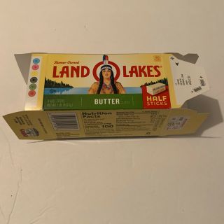 Empty Land O Lakes Butter Box With Indian Native American Discontinued Design Pc