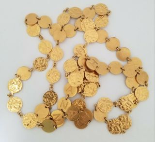Vintage 48 " Long Chanel Gold Plated Coin Necklace