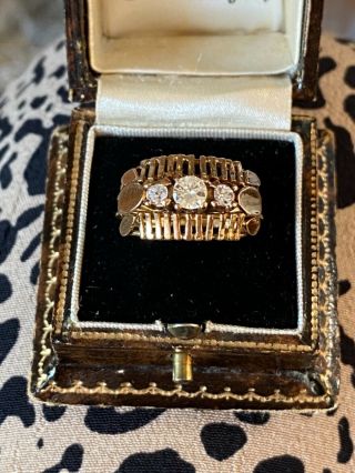 A Vintage 1960s Three Stone Diamond Ring,  Unusual,  Size L