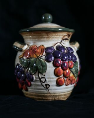 Certified International Tuscany Pamela Gladding Grapes Fruit Small 3d Canister